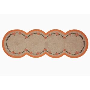 Primitive Harvest Pumpkins Jute Braided‎ Autumn Fall Table Runner 36" L x 12" W